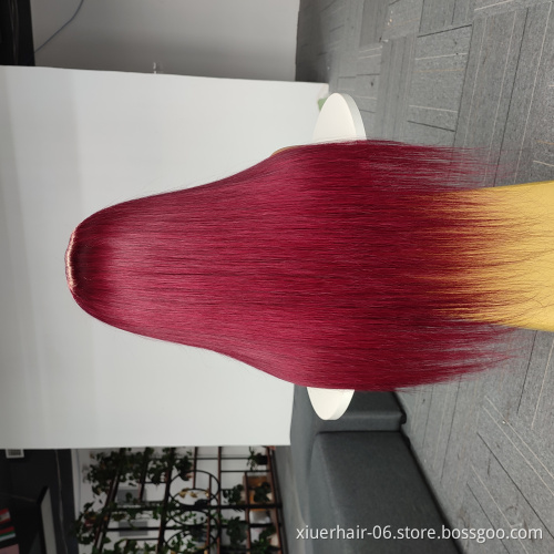 Brazilian Glueless Straight 28 30 Inch 40 Inch 1B/Red Color Human Hair Lace Front Red Wig For Black Women